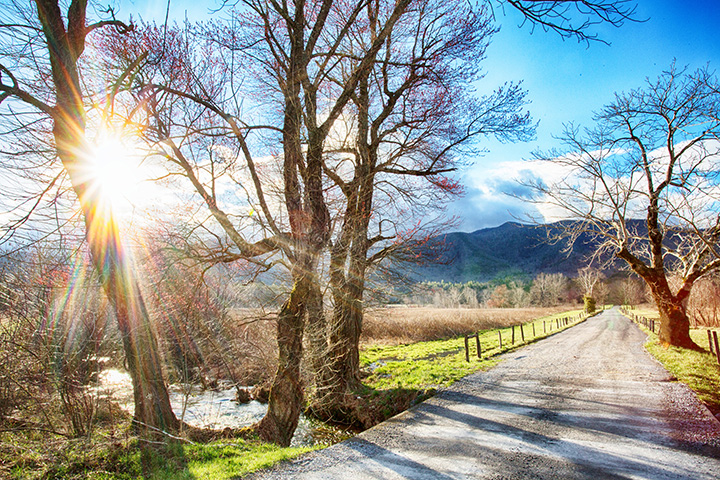 Smoky Mountain Cades Cove sunrise in Tennessee